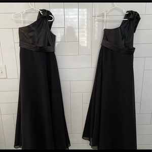 Two girls size 8 long black dresses